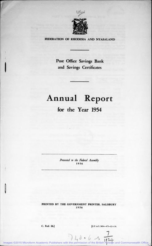 View document: Post Office Savings Bank, 1954-1980.