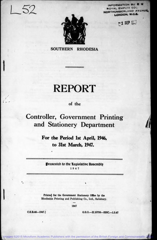 View document: Printing and Stationery, 1946-1967.