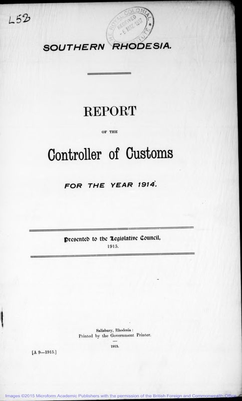 View document: Customs and Excise, 1914-1922.