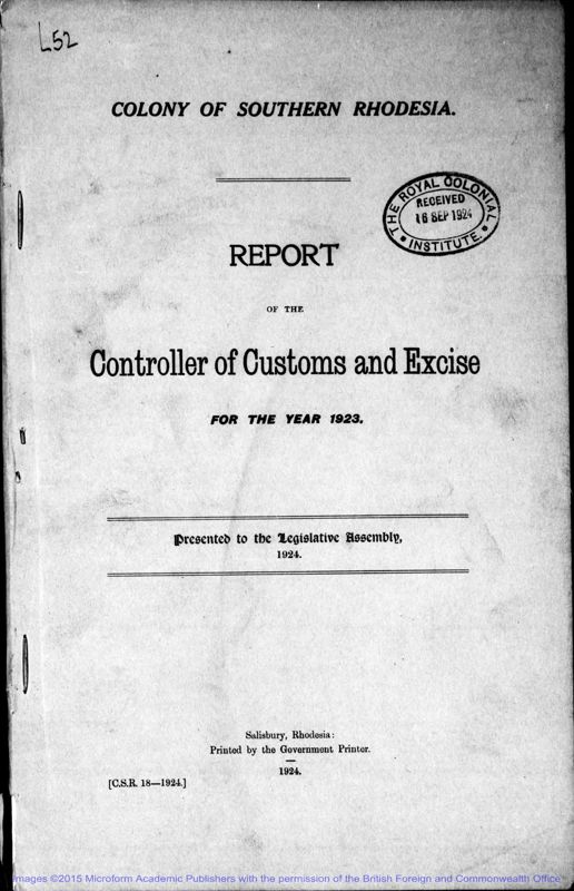 View document: Customs and Excise, 1923-1929.