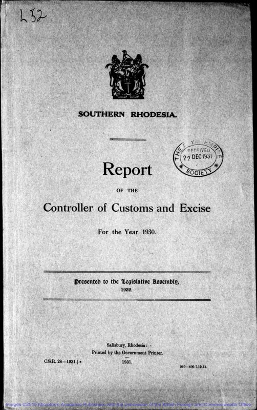 View document: Customs and Excise, 1930-1980.
