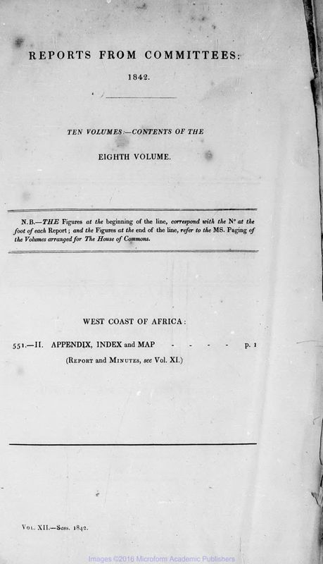 View document: Report of the Select Committee on the West Coast of Africa, pt 2, 1842.