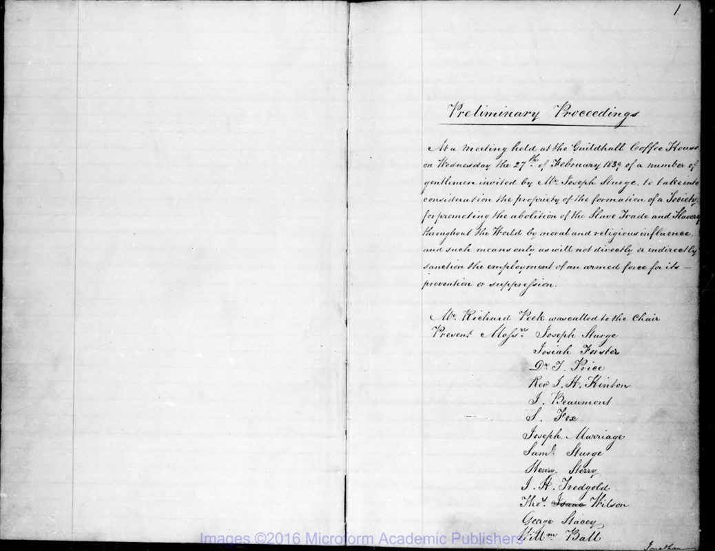 View document: Minute Books of the Anti-Slavery Society, 1839-1868.