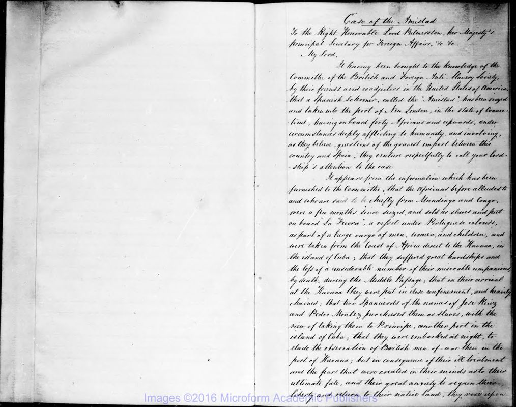 View document: Memorials and Petitions relating to America, 1839-1850.