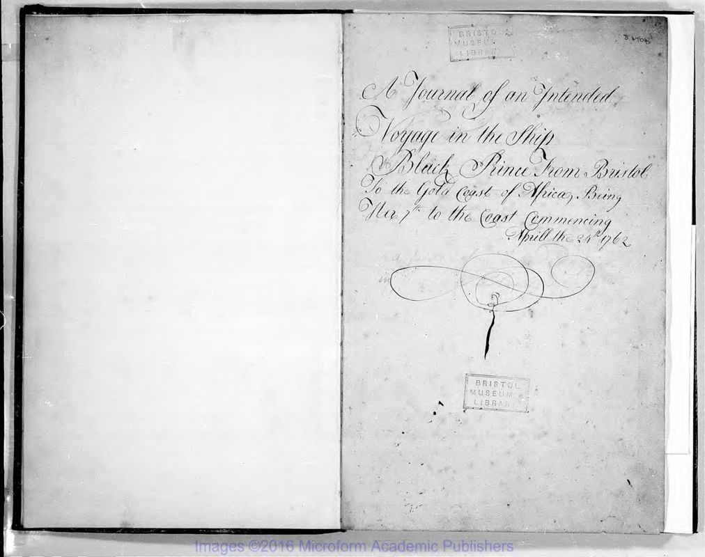 View document: Log and journal of the Bristol ship, Black Prince, 1762-1764.