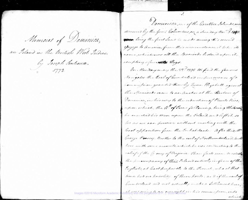View document: Memoirs of Joseph Senhouse, 1772-1779.