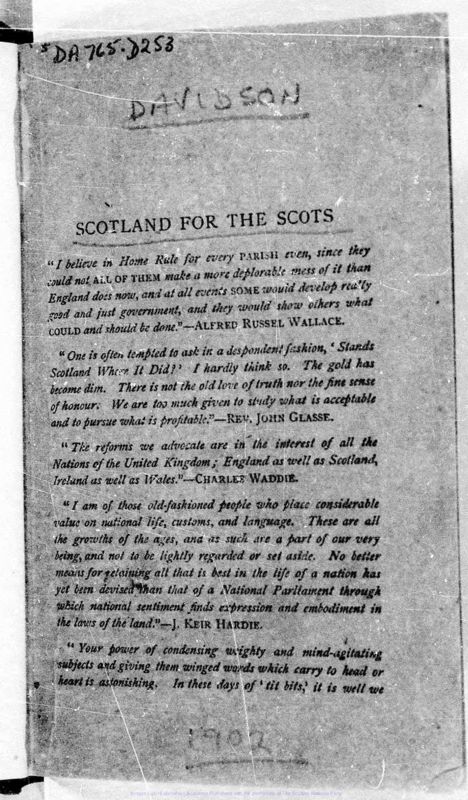 View document: Scotland for the Scots: Scotland Revisited, 1902.