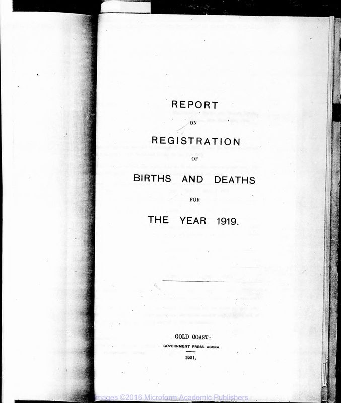 View document: Reports on Births and Deaths for 1919-1938.