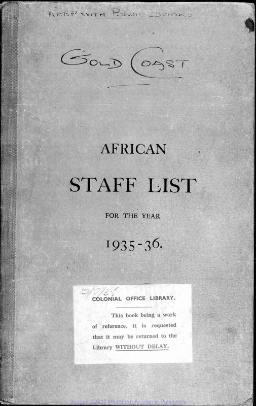 View document: African Staff Lists, 1935-1939.