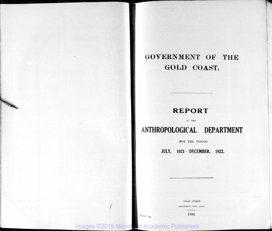 View document: Special Commissioner for Anthropology, 1921-1930.