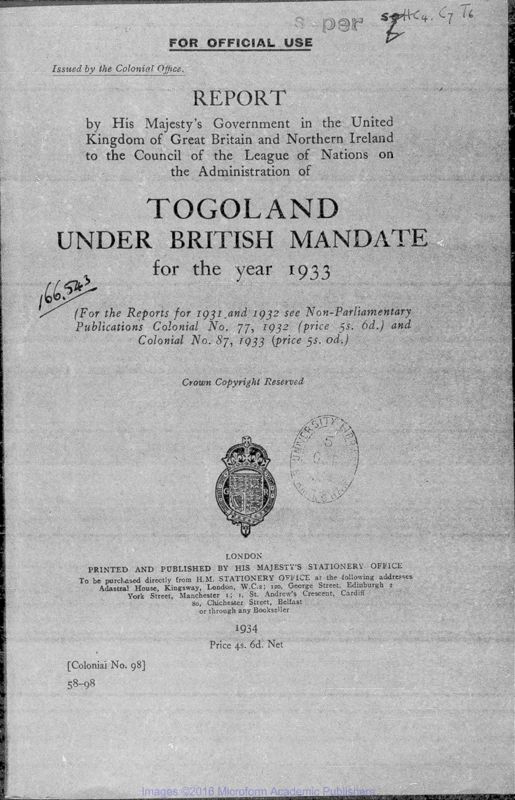 View document: Togoland, 1933-1948.