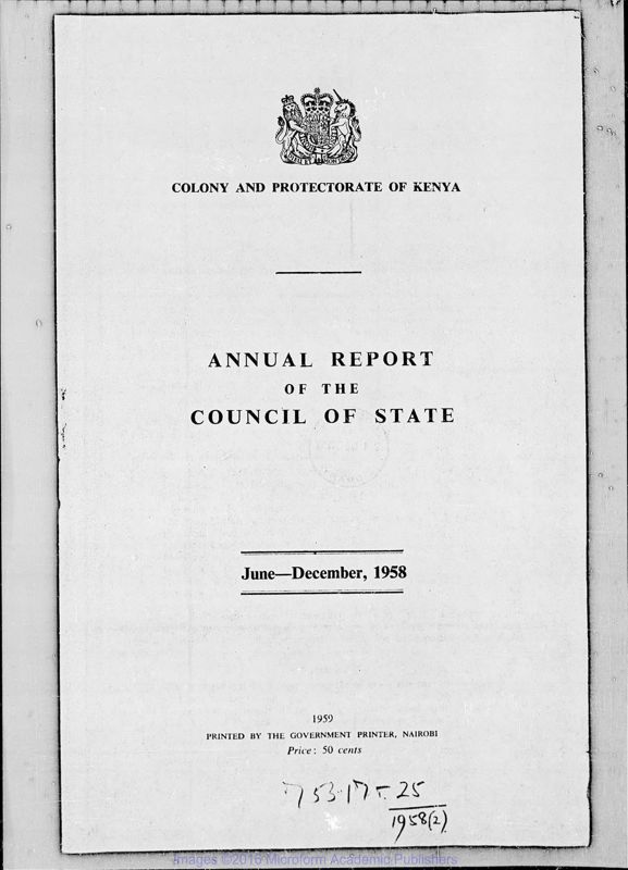 View document: Papers from the Governor and Council of State, 1925-1962.
