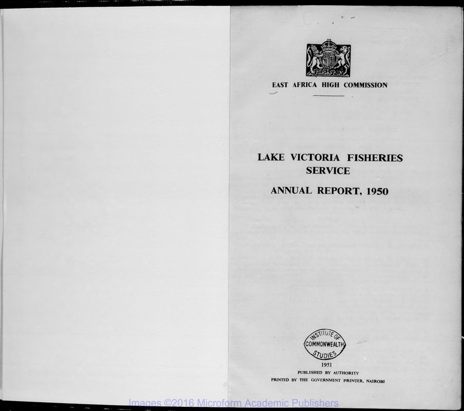 View document: Lake Victoria Fisheries, 1950-1960.