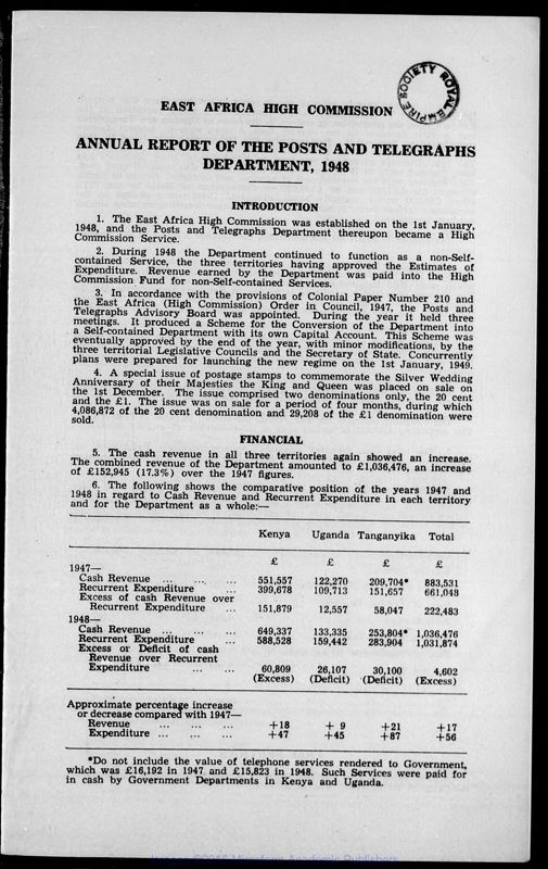 View document: EAHC Posts and Telegraphs, 1948-1963.