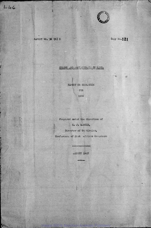 View document: Kenya Migration, 1946-1952.