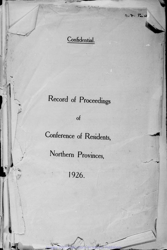 View document: Conference of Residents, North, 1926-1934.
