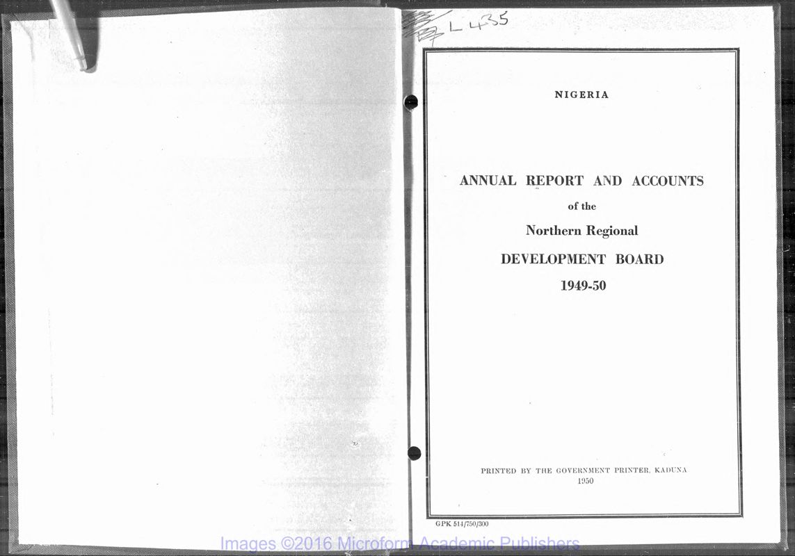 View document: Northern Region, Development, 1949-1960.