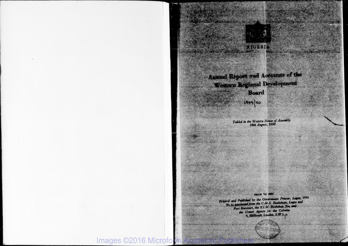 View document: Western Region, Development, 1949-1960.