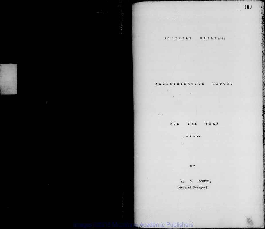 View document: Nigeria, Railways, 1912-1919.