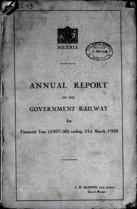 View document: Nigeria, Government Railway, 1937-1949.