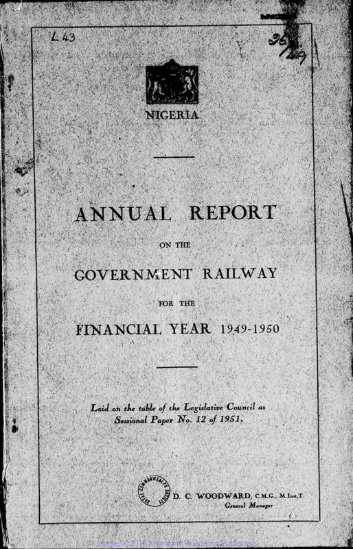 View document: Nigeria, Government Railway, 1949-1955.