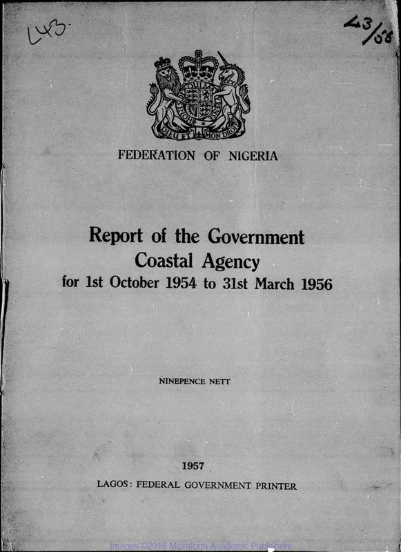 View document: Nigeria, Government Coastal Agency, 1954-1960.
