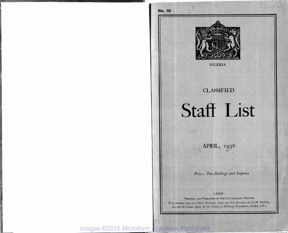 View document: Staff Lists, 1936-1947.