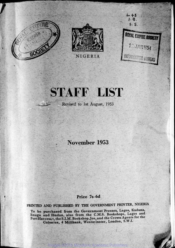 View document: Staff Lists, 1953-1954.