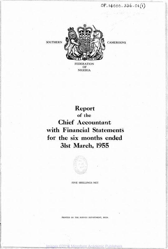 View document: Reports of the Head Accountant, 1955-1960.
