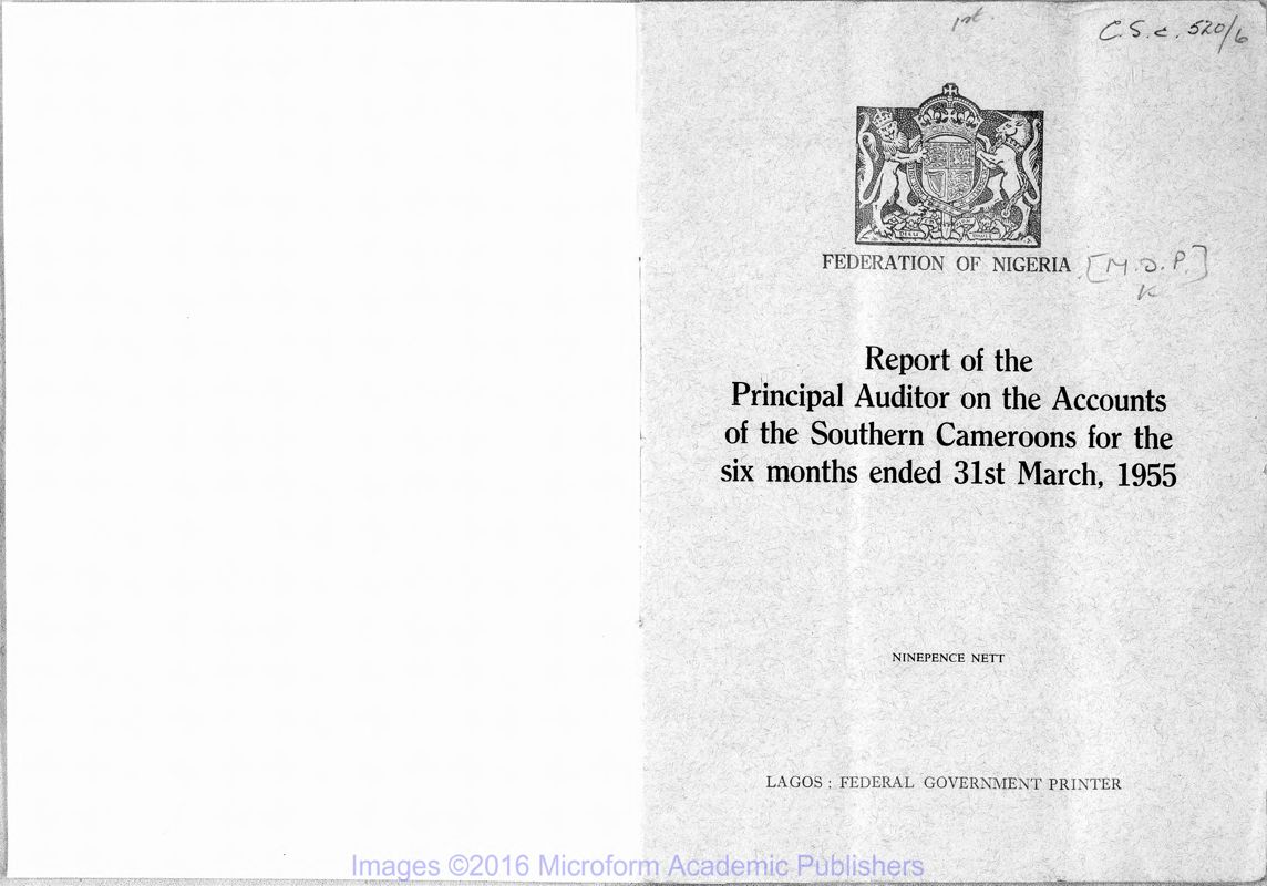 View document: Audit and Estimates, 1954-1960.