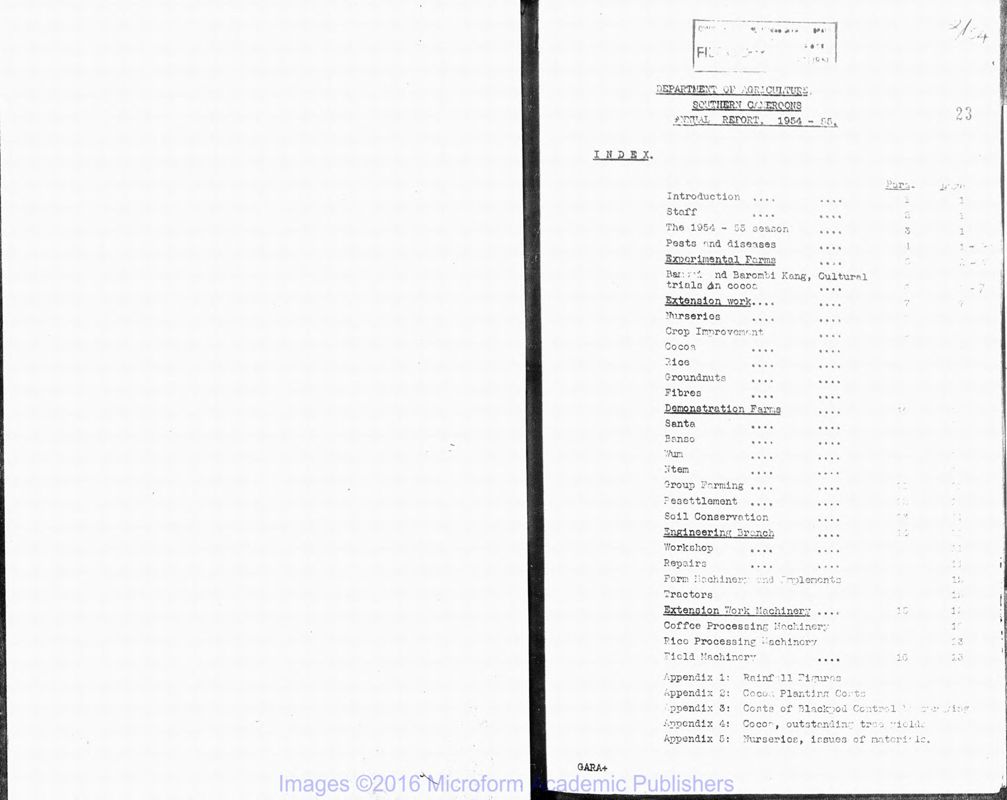 View document: Agriculture and Veterinary, 1954-1959.