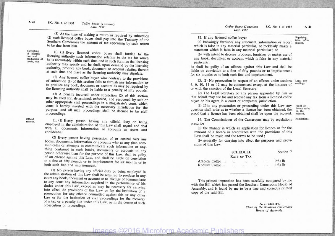 View document: Southern Cameroons Gazette, 1957-1960.