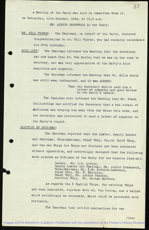 View document: Parliamentary Labour Party Papers, 1944-1945.