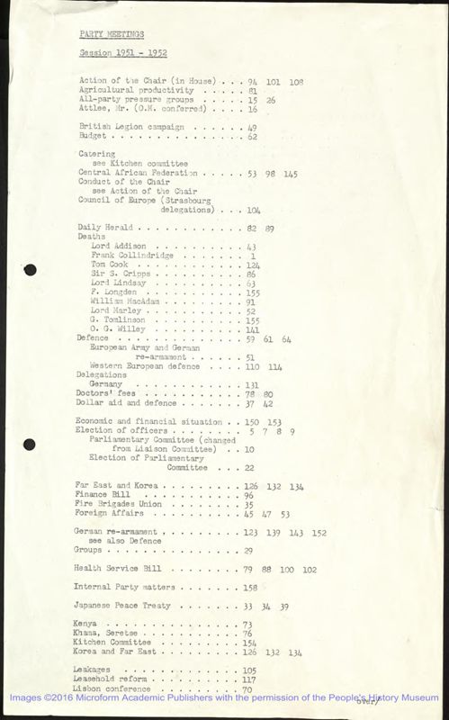 View document: Parliamentary Labour Party Papers, 1951-1952.