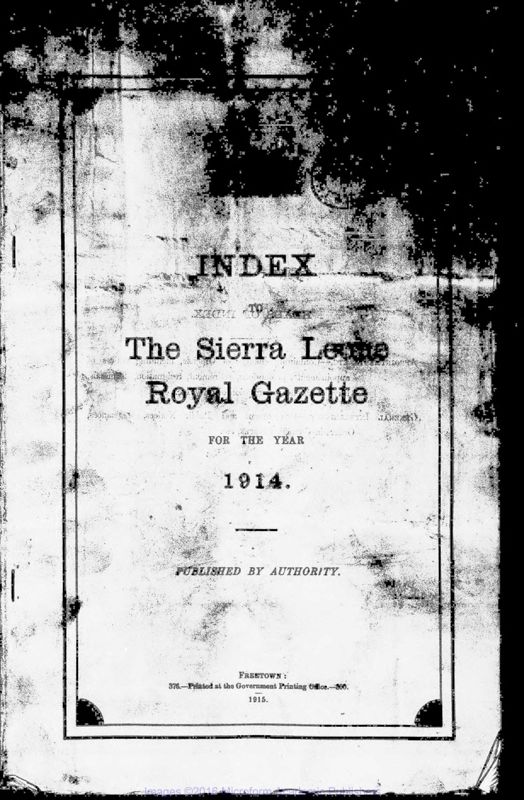 View document: Sierra Leone Gazette, 1914.