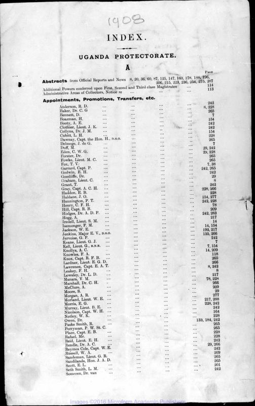 View document: Uganda Gazette, 1908-1910.