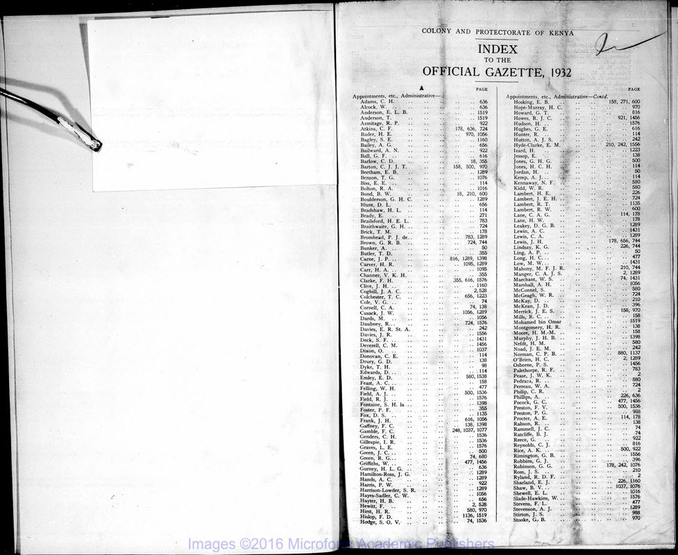 View document: Kenya Gazette, 1932 Jan-June.
