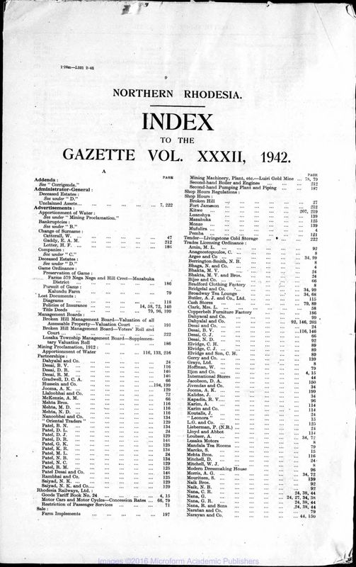 View document: Zambia (Northern Rhodesia) Gazette with Supplements, 1942.