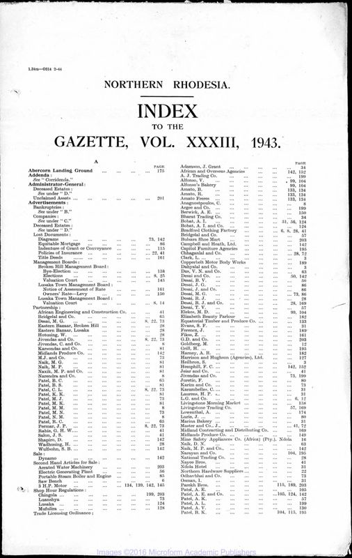 View document: Zambia (Northern Rhodesia) Gazette with Supplements, 1943.