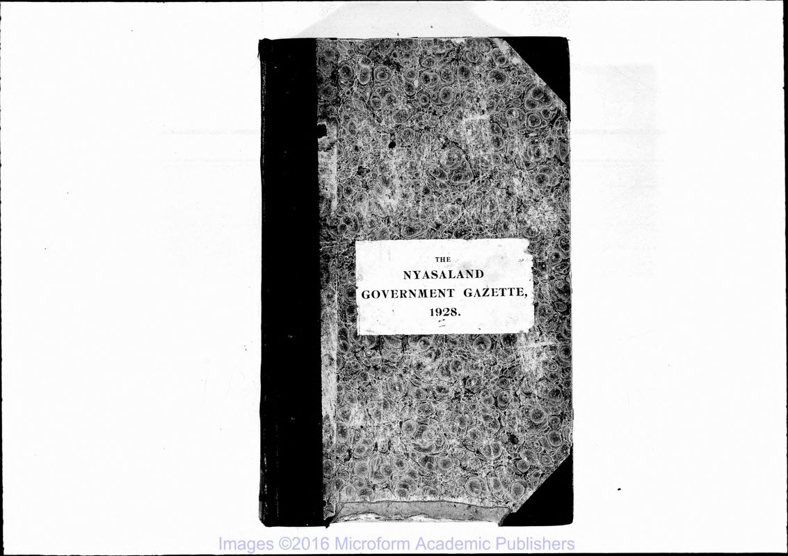 View document: Malawi (Nyasaland) Gazette with Supplements, 1928-1929.