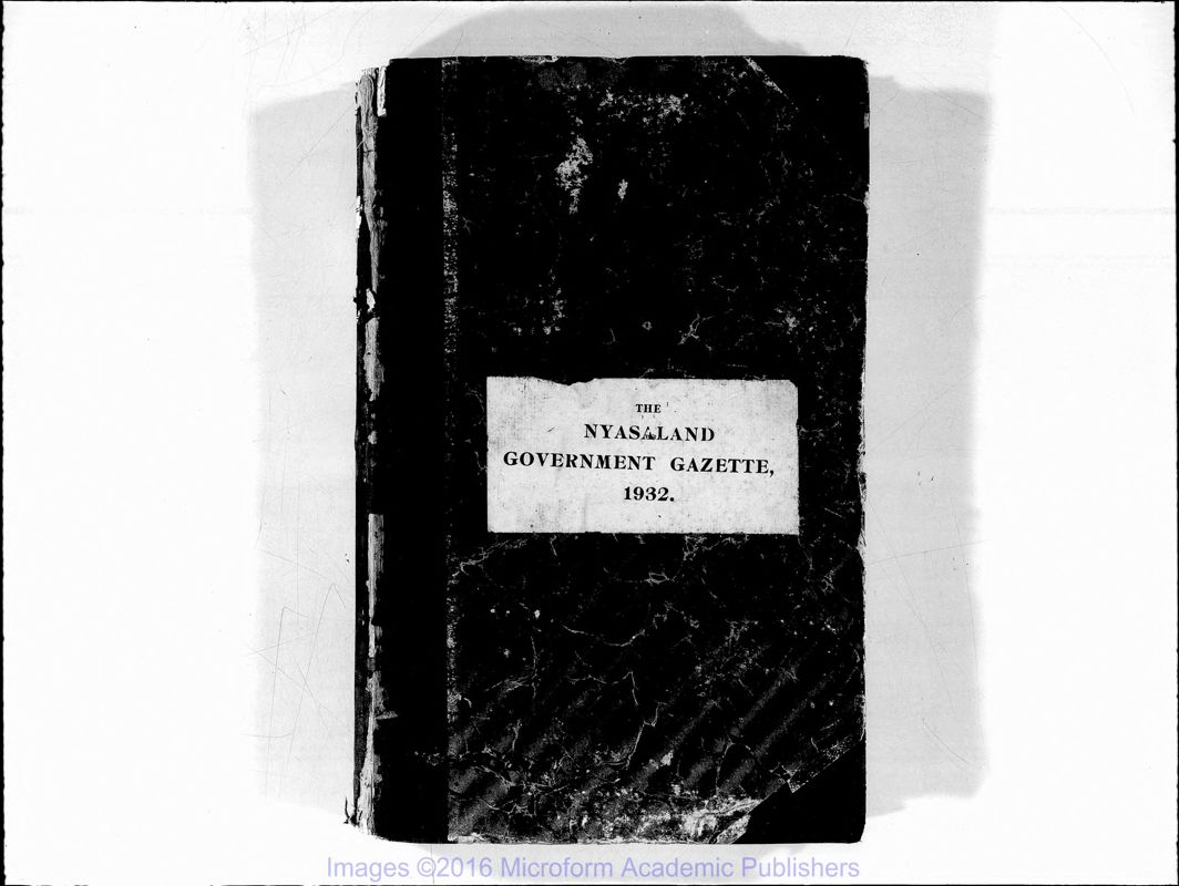 View document: Malawi (Nyasaland) Gazette with Supplements, 1932-1933.