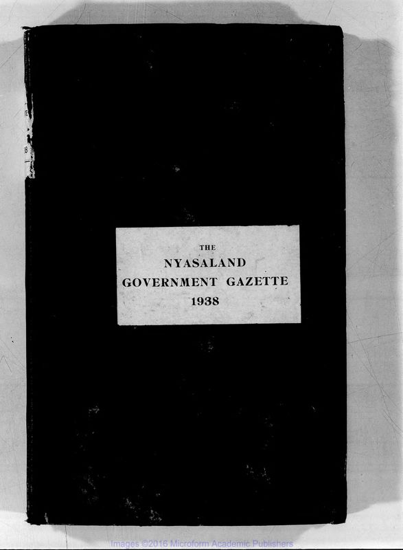 View document: Malawi (Nyasaland) Gazette, 1938-1939.