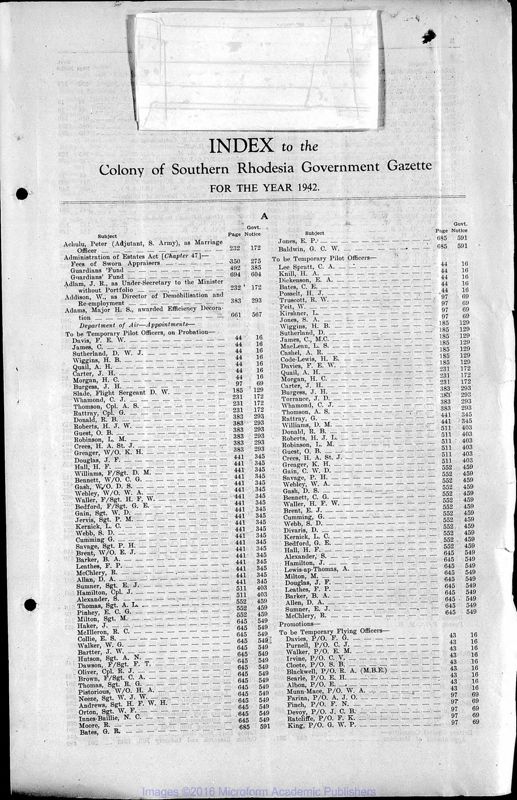 View document: Zimbabwe (Southern Rhodesia) Gazette, 1942 with Supplements.