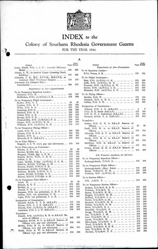 View document: Zimbabwe (Southern Rhodesia) Gazette, 1944 with Supplements.
