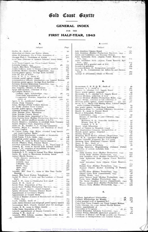 View document: Ghana (Gold Coast) Gazette, 1943.