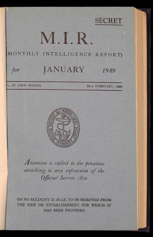 View document: Admiralty: Monthly Intelligence, 1949.
