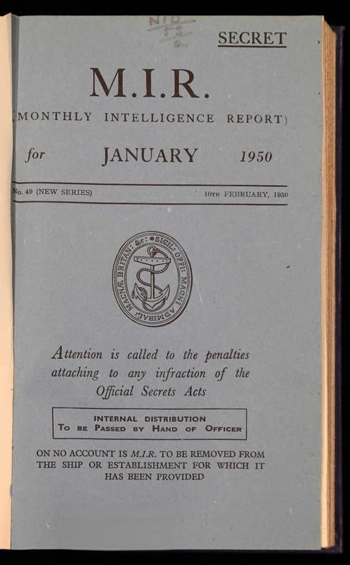 View document: Admiralty: Monthly Intelligence, 1950.
