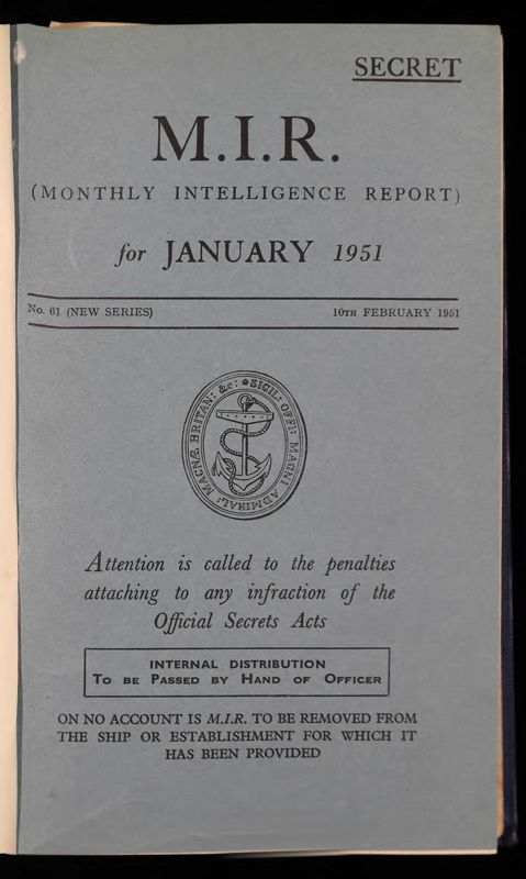 View document: Admiralty: Monthly Intelligence, 1951.