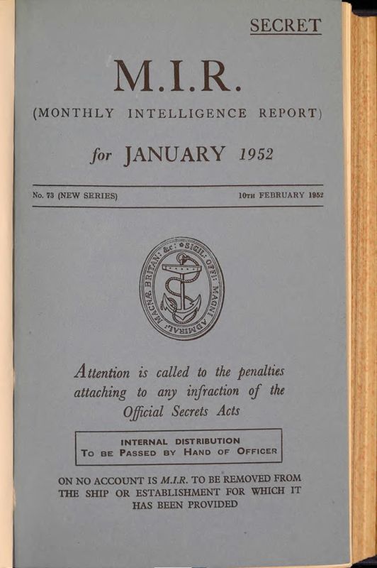 View document: Admiralty: Monthly Intelligence, 1952.