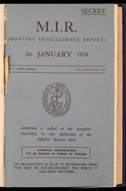 View document: Admiralty: Monthly Intelligence, Jan-Jul 1954.